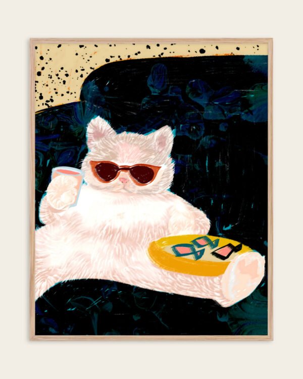 Shop white Persian cat relaxing on the sofa attitude style animals pets Art Print, Canvas Print, Commercial digital license, Instant download printable - available at 83oranges.com by artist Uma Gokhale India