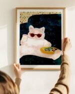 Shop white Persian cat relaxing on the sofa attitude style animals pets Art Print, Canvas Print, digital printable download - available at 83oranges.com by artist Uma Gokhale India