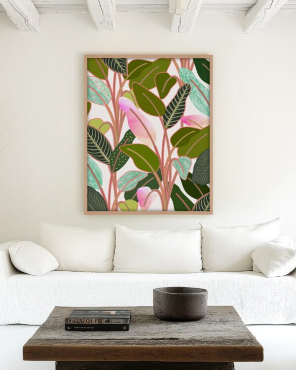 Shop tropical botanical nature graphic jungle Art Print, Canvas Print, Commercial digital License & Instant download printable - certified at 83oranges.com by artist Uma Gokhale India