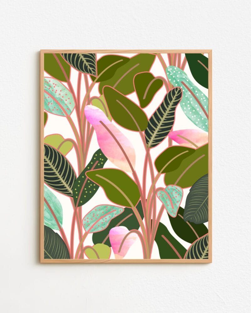 Shop tropical botanical nature graphic jungle Art Print, Canvas Print - exclusively certified at 83oranges.com by artist Uma Gokhale India
