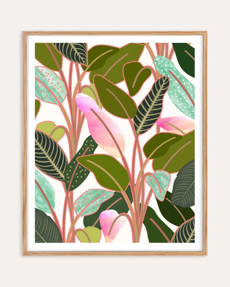 Shop tropical botanical nature graphic jungle Art Print, Canvas Print, Commercial digital License & Instant download printable - certified at 83oranges.com by artist Uma Gokhale India