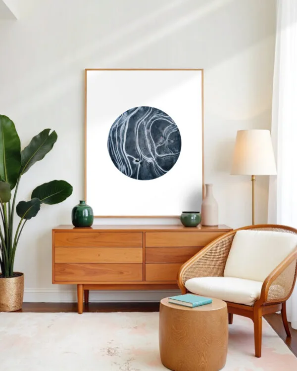Shop Abstract Eclectic Purple Blue White Scandinavian Art Print, Canvas Print & Fabric Print - exclusively available at 83oranges.com by artist Uma Gokhale India
