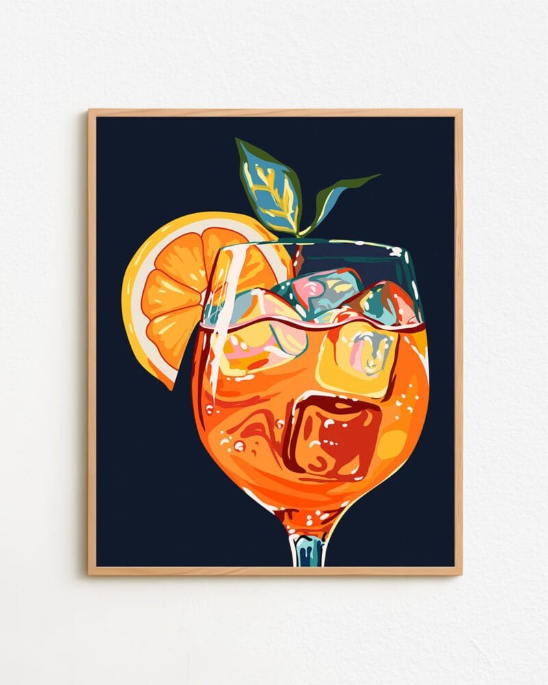 Shop Hawaiian cocktail Aperol drinks summer Art Print, Canvas Print, digital printable download - available at 83oranges.com by artist Uma Gokhale India
