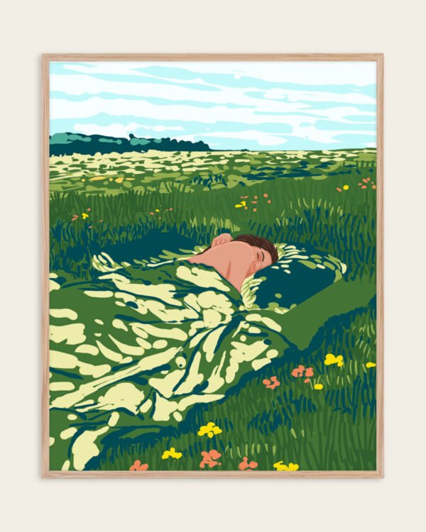Shop how to take a nap nature landscape greenery garden woman concept Art Print, Canvas Print, Commercial digital license, Instant download printable - available certified at 83oranges.com by artist Uma Gokhale India