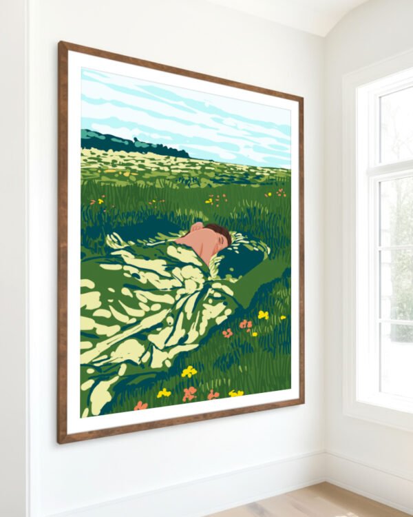Shop how to take a nap nature landscape greenery garden woman concept Art Print, Canvas Print, Commercial digital license, Instant download printable - available certified at 83oranges.com by artist Uma Gokhale India