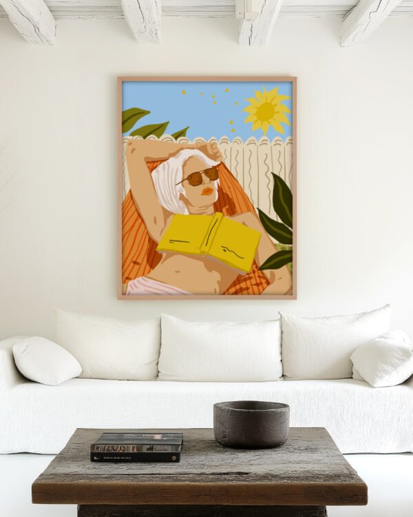 Shop bohemian woman bikini vacation travel summer Art Print, Canvas Print, Commercial digital license & instant download printable available at 83oranges.com by artist Uma Gokhale India