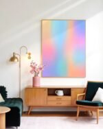Shop Soft Gradient Iridescent holograph Unicorn Minimal Art Print, Canvas Print - exclusively certified at 83oranges.com by artist Uma Gokhale India