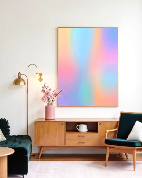 Shop Soft Gradient Iridescent holograph Unicorn Minimal Art Print, Canvas Print - exclusively certified at 83oranges.com by artist Uma Gokhale India