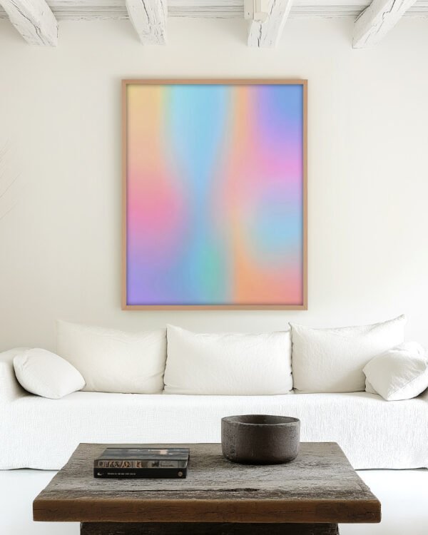 Shop Soft Gradient Iridescent holograph Unicorn Minimal Art Print, Canvas Print, Commercial digital license & instant download printable - certified at 83oranges.com by artist Uma Gokhale India