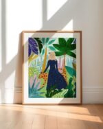 Shop bohemian woman cheetah Jungle safari watercolor Painting Art Print, Canvas Print, commercial digital license, instant download printable - available at 83oranges.com by artist Uma Gokhale India