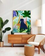 Shop bohemian woman cheetah Jungle safari watercolor Painting Art Print, Canvas Print, commercial digital license, instant download printable - available at 83oranges.com by artist Uma Gokhale India