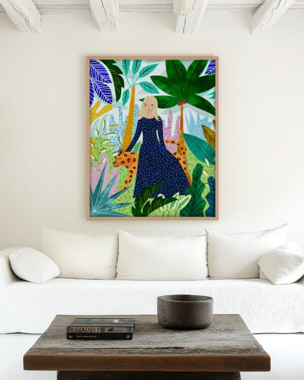 Shop bohemian woman cheetah Jungle safari watercolor Painting Art Print, Canvas Print, commercial digital license, instant download printable - available at 83oranges.com by artist Uma Gokhale India