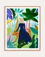 Shop bohemian woman cheetah Jungle safari watercolor Painting Art Print, Canvas Print, commercial digital license, instant download printable - available at 83oranges.com by artist Uma Gokhale India