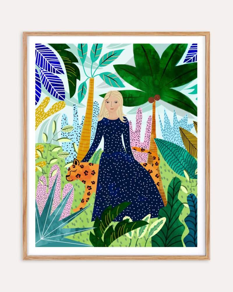 Shop bohemian woman cheetah Jungle safari watercolor Painting Art Print, Canvas Print, commercial digital license, instant download printable - available at 83oranges.com by artist Uma Gokhale India