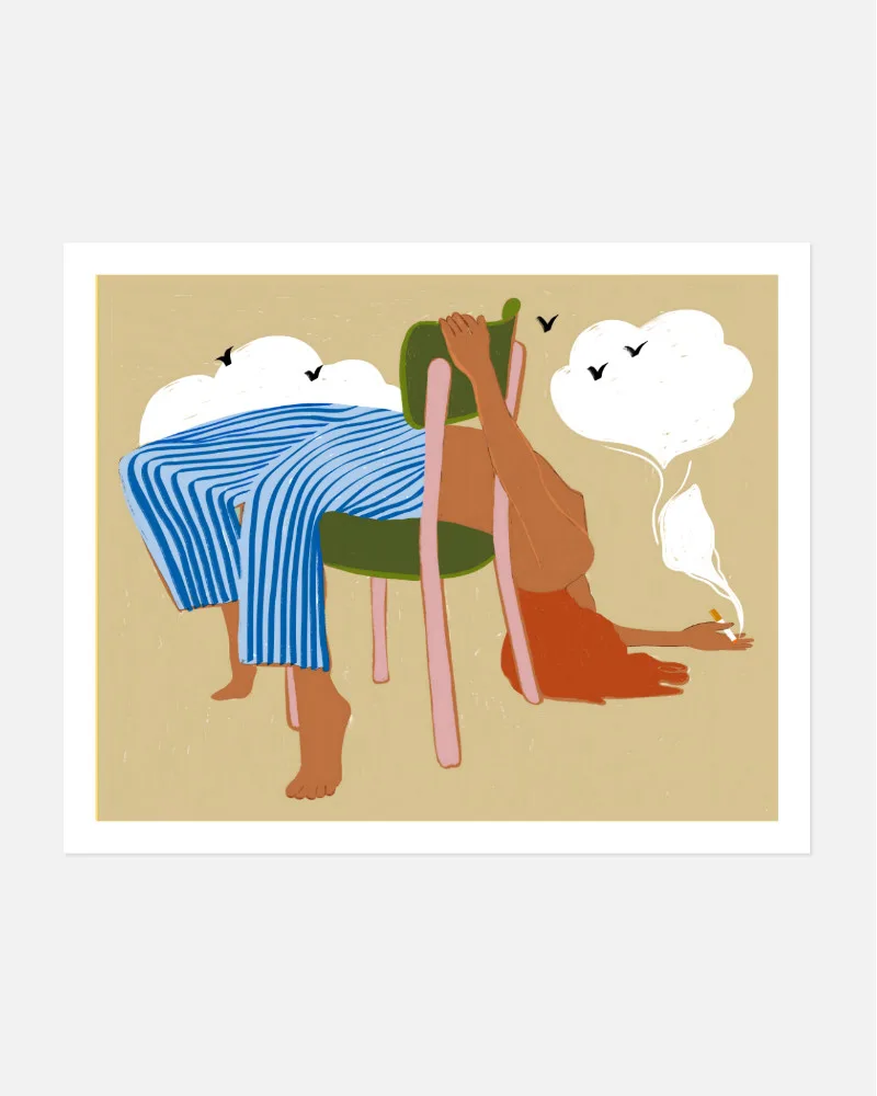 Shop smoking up clouds weekend vibe fashion boho hippie painting Art Print, Canvas Print & Fabric Print - exclusively available at 83oranges.com by artist Uma Gokhale India
