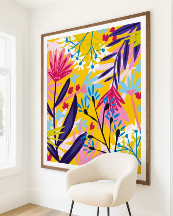 Shop Bright yellow Floral Botanical Nature Plants Art Print, Canvas Print, Commercial digital license & instant download printable - available at 83oranges.com by artist Uma Gokhale India