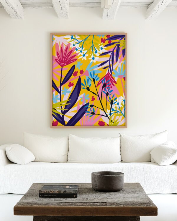 Shop Bright yellow Floral Botanical Nature Plants Art Print, Canvas Print, Commercial digital license & instant download printable - available at 83oranges.com by artist Uma Gokhale India