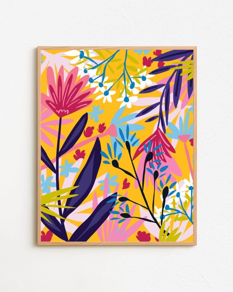 Shop Bright yellow Floral Botanical Nature Plants Art Print, Canvas Print & Fabric Print - exclusively available at 83oranges.com by artist Uma Gokhale India
