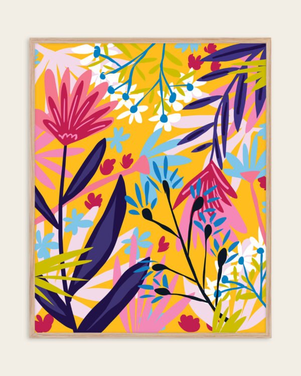 Shop Bright yellow Floral Botanical Nature Plants Art Print, Canvas Print, Commercial digital license & instant download printable - available at 83oranges.com by artist Uma Gokhale India