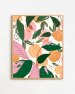 Shop peach garden fruits Botanical Nature Art Print, Canvas Print & Fabric Print - exclusively available at 83oranges.com by artist Uma Gokhale India