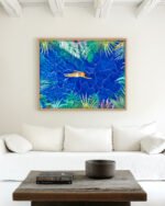 Shop Bohemian woman Tropical maximalist swimming Art Print, Canvas Print, Commercial digital license & instant download printable - certified at 83oranges.com by artist Uma Gokhale India