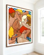 Shop Turkish bath people nude women eclectic bohemian painting small batch graphic Art Print, Canvas Print, Commercial digital license & instant download printable available at 83oranges.com by artist Uma Gokhale India
