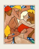 Shop Turkish bath people nude women eclectic bohemian painting small batch graphic Art Print, Canvas Print, Commercial digital license & instant download printable available at 83oranges.com by artist Uma Gokhale India