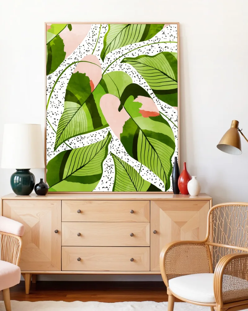Shop Blushing Leaves Botanical Nature blush green watercolor Painting Art Print, Canvas Print, digital printable download - available at 83oranges.com by artist Uma Gokhale India