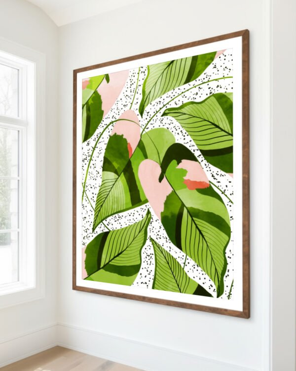 Shop Blushing Leaves Botanical Nature blush green watercolor Painting Art Print, Canvas Print, Commercial digital license & instant printable download - available at 83oranges.com by artist Uma Gokhale India
