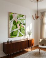 Shop Blushing Leaves Botanical Nature blush green watercolor Painting Art Print, Canvas Print, Commercial digital license & instant printable download - available at 83oranges.com by artist Uma Gokhale India