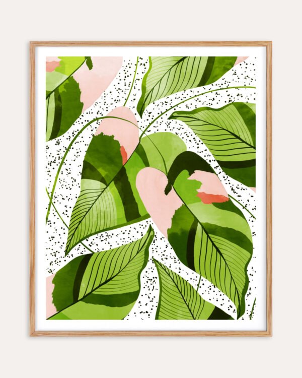 Shop Blushing Leaves Botanical Nature blush green watercolor Painting Art Print, Canvas Print, Commercial digital license & instant printable download - available at 83oranges.com by artist Uma Gokhale India