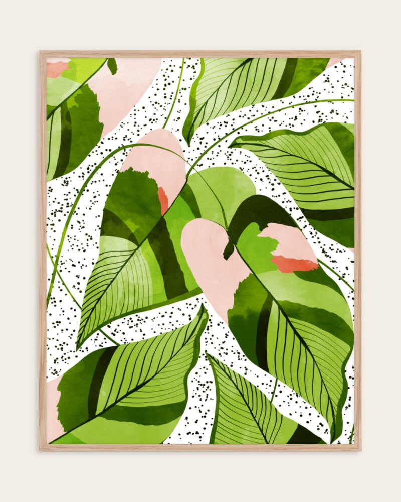 Shop Blushing Leaves Botanical Nature blush green watercolor Painting Art Print, Canvas Print, Commercial digital license & instant printable download - available at 83oranges.com by artist Uma Gokhale India