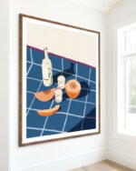 Shop Melon vodka shots still life gouache painting Art Print & Canvas Print, commercial digital license, instant download printable - exclusively certified at 83oranges.com by artist Uma Gokhale India