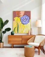 Shop Bohemian woman stripes fashion pose vintage floral yellow Art Print & Canvas Print - exclusively certified at 83oranges.com by artist Uma Gokhale India