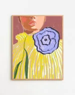 Shop Bohemian woman stripes delicate not fragile fashion pose vintage floral yellow Art Print & Canvas Print - exclusively certified at 83oranges.com by artist Uma Gokhale India