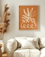 Shop abstract terracotta potted plant botanical Art Print, Canvas Print - available at 83oranges.com by artist Uma Gokhale India