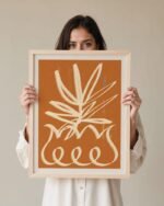Shop abstract terracotta potted plant botanical Art Print, Canvas Print - available at 83oranges.com by artist Uma Gokhale India