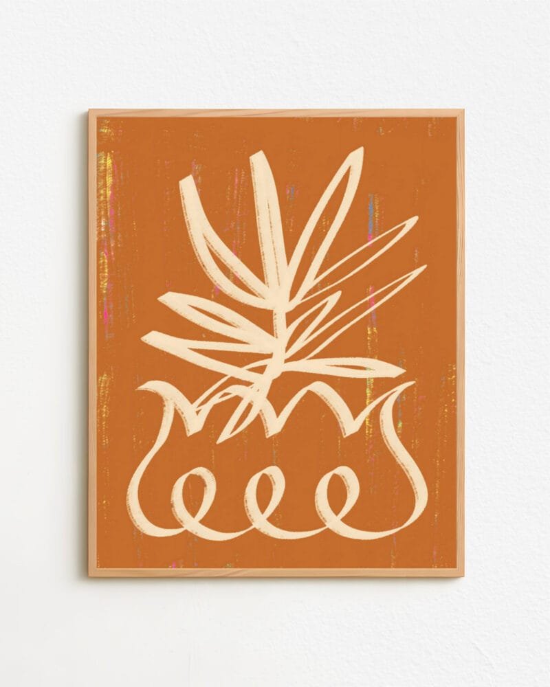Shop abstract terracotta potted plant botanical Art Print, Canvas Print - available at 83oranges.com by artist Uma Gokhale India