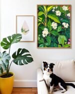 Shop Beneath the jungle canopy lush green botanical tropical jungle plants Art Print, Canvas Print, commercial digital license & instant download printable - exclusively available at 83oranges.com by artist Uma Gokhale India [review]