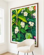 Shop Beneath the jungle canopy lush green botanical tropical jungle plants Art Print, Canvas Print, commercial digital license & instant download printable - exclusively available at 83oranges.com by artist Uma Gokhale India