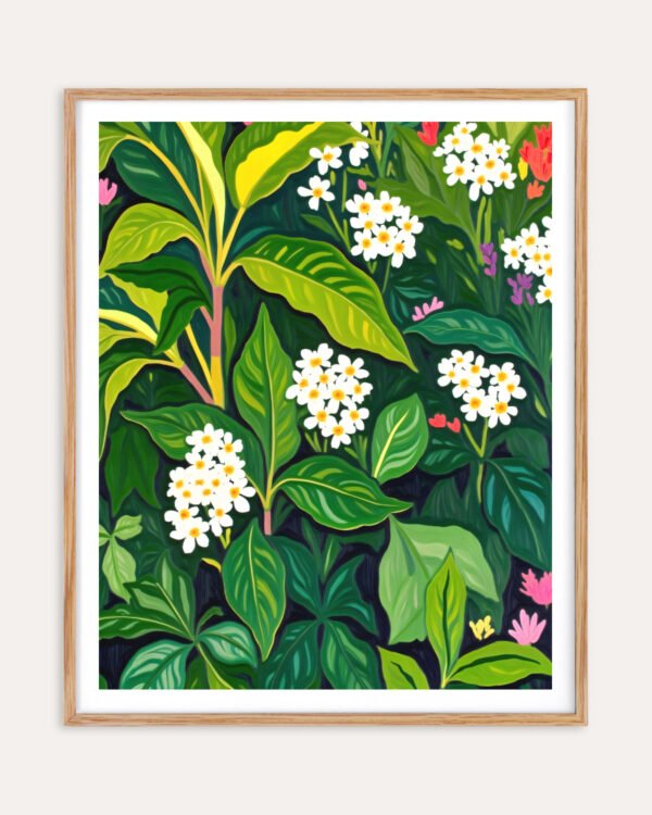 Shop Beneath the jungle canopy lush green botanical tropical jungle plants Art Print, Canvas Print, commercial digital license & instant download printable - exclusively available at 83oranges.com by artist Uma Gokhale India