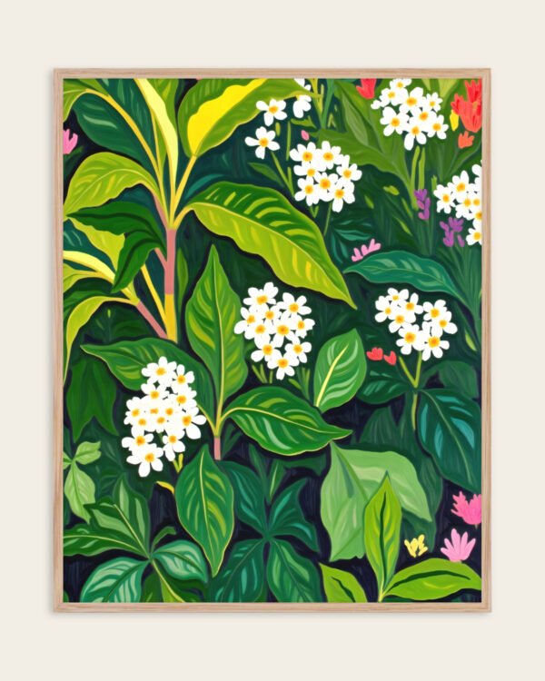 Shop Beneath the jungle canopy lush green botanical tropical jungle plants Art Print, Canvas Print, commercial digital license & instant download printable - exclusively available at 83oranges.com by artist Uma Gokhale India