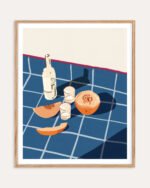 Shop Melon vodka shots still life gouache painting Art Print & Canvas Print, commercial digital license, instant download printable - exclusively certified at 83oranges.com by artist Uma Gokhale India