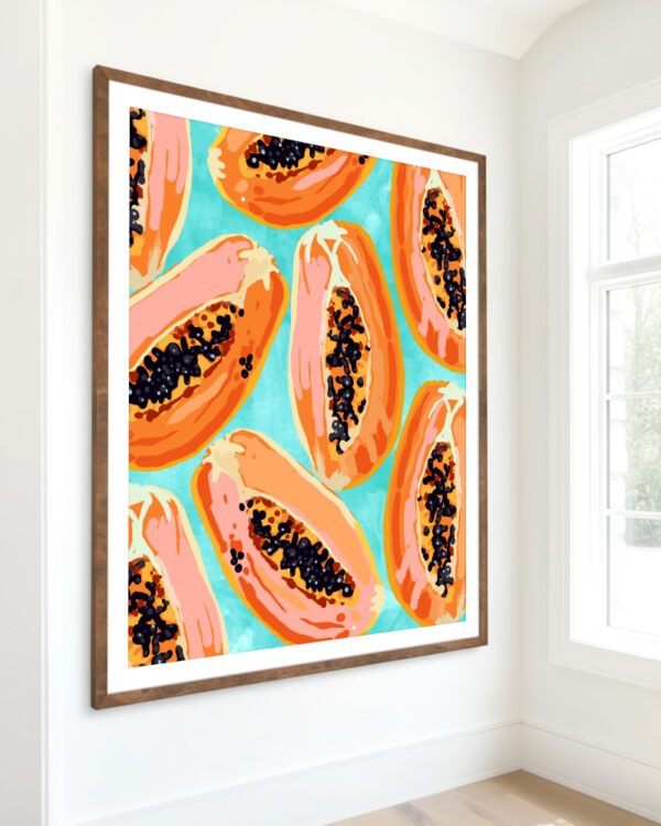Shop Papaya Tropical fruit Art Print, Canvas Print, Commercial digital license & instant download printable - available at 83oranges.com by artist Uma Gokhale India
