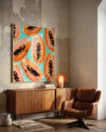 Shop big Papaya Tropical fruit Art Print, Canvas Print, Commercial digital license & instant download printable - available at 83oranges.com by artist Uma Gokhale India