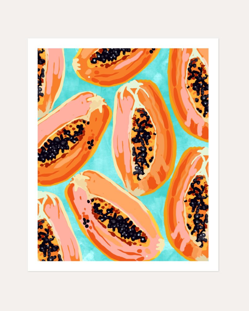 Shop Papaya Tropical fruit Art Print, Canvas Print, Commercial digital license & instant download printable - available at 83oranges.com by artist Uma Gokhale India