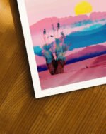 Shop melting sunset pink landscape nature painting Art Print, Canvas Print, commercial digital license & instant download printable - certified at 83oranges.com by artist Uma Gokhale India