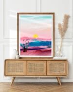 Shop melting sunset pink landscape nature painting Art Print & Canvas Print - exclusively certified at 83oranges.com by artist Uma Gokhale India