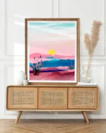 Shop melting sunset pink landscape nature painting Art Print & Canvas Print - exclusively certified at 83oranges.com by artist Uma Gokhale India