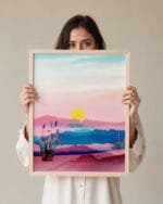Shop melting sunset pink landscape nature painting Art Print & Canvas Print - exclusively certified at 83oranges.com by artist Uma Gokhale India